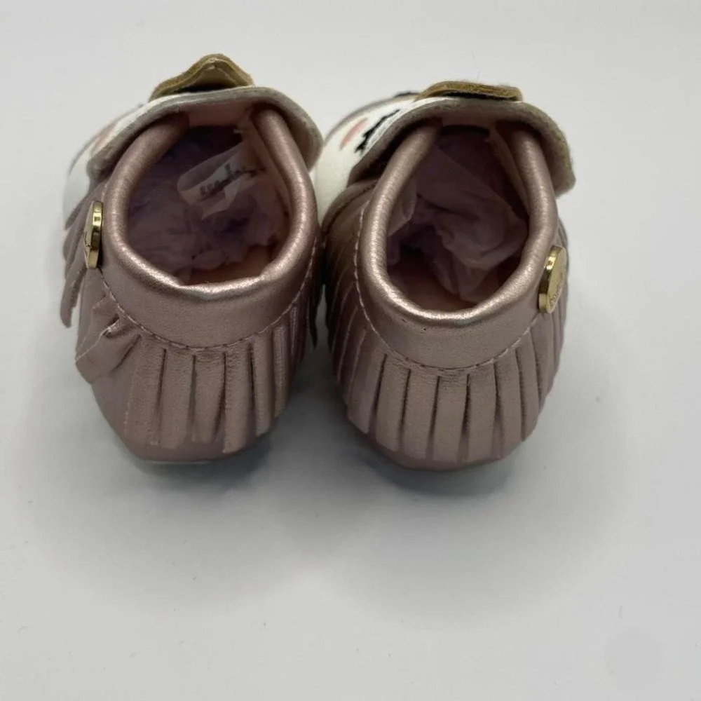 Freshly Picked Baby Unicorn Moccasins Pink White Soft Sole Size 4 Infant